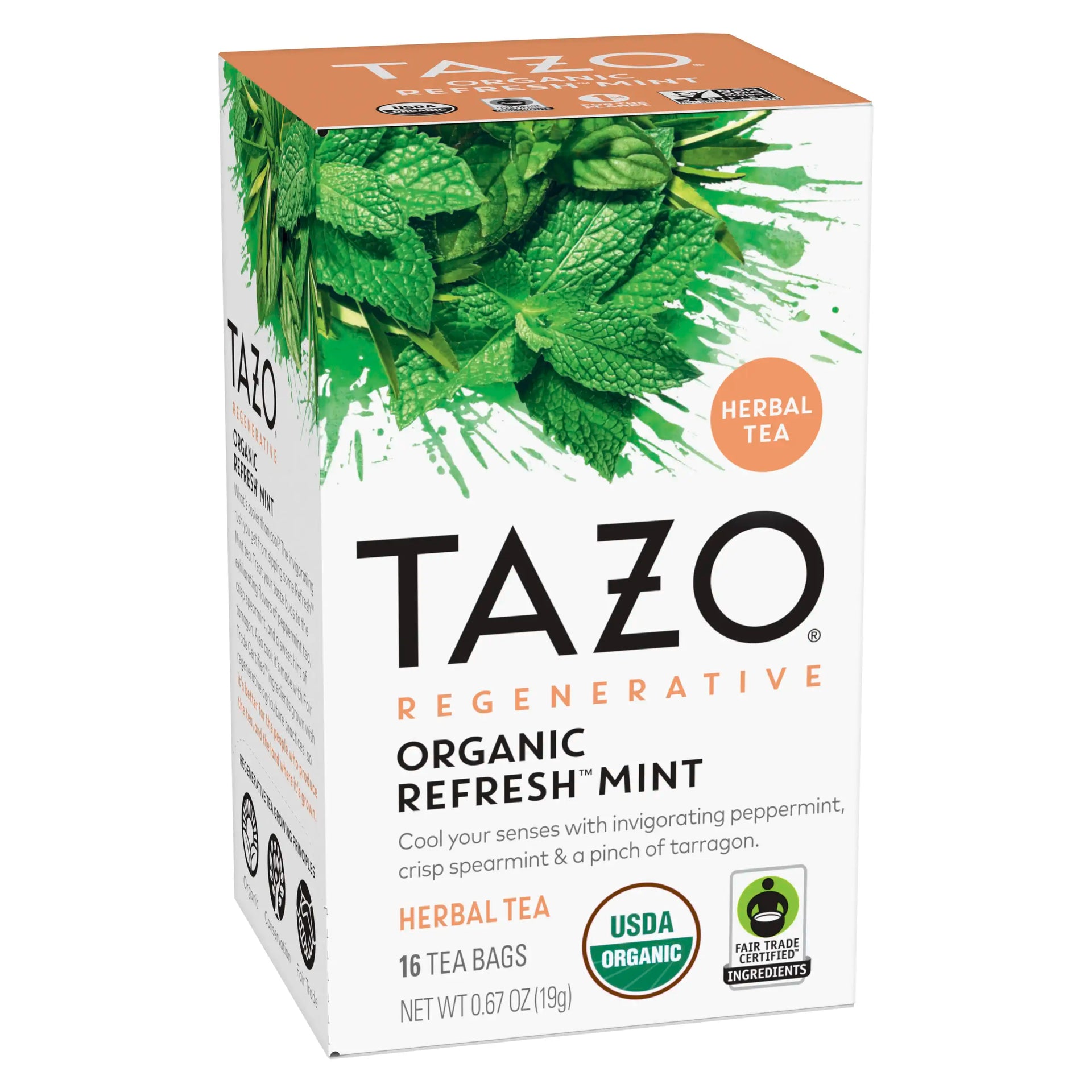 TAZO Organic Refresh Mint Tea 16ct – Cool Peppermint Herbal Tea