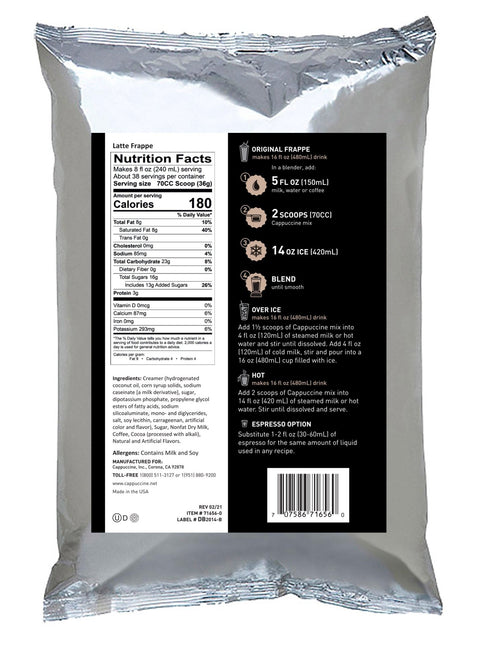 Cappuccine Latte Frappe Frappe Powder, 3 lb Bag - Java Estate Roastery