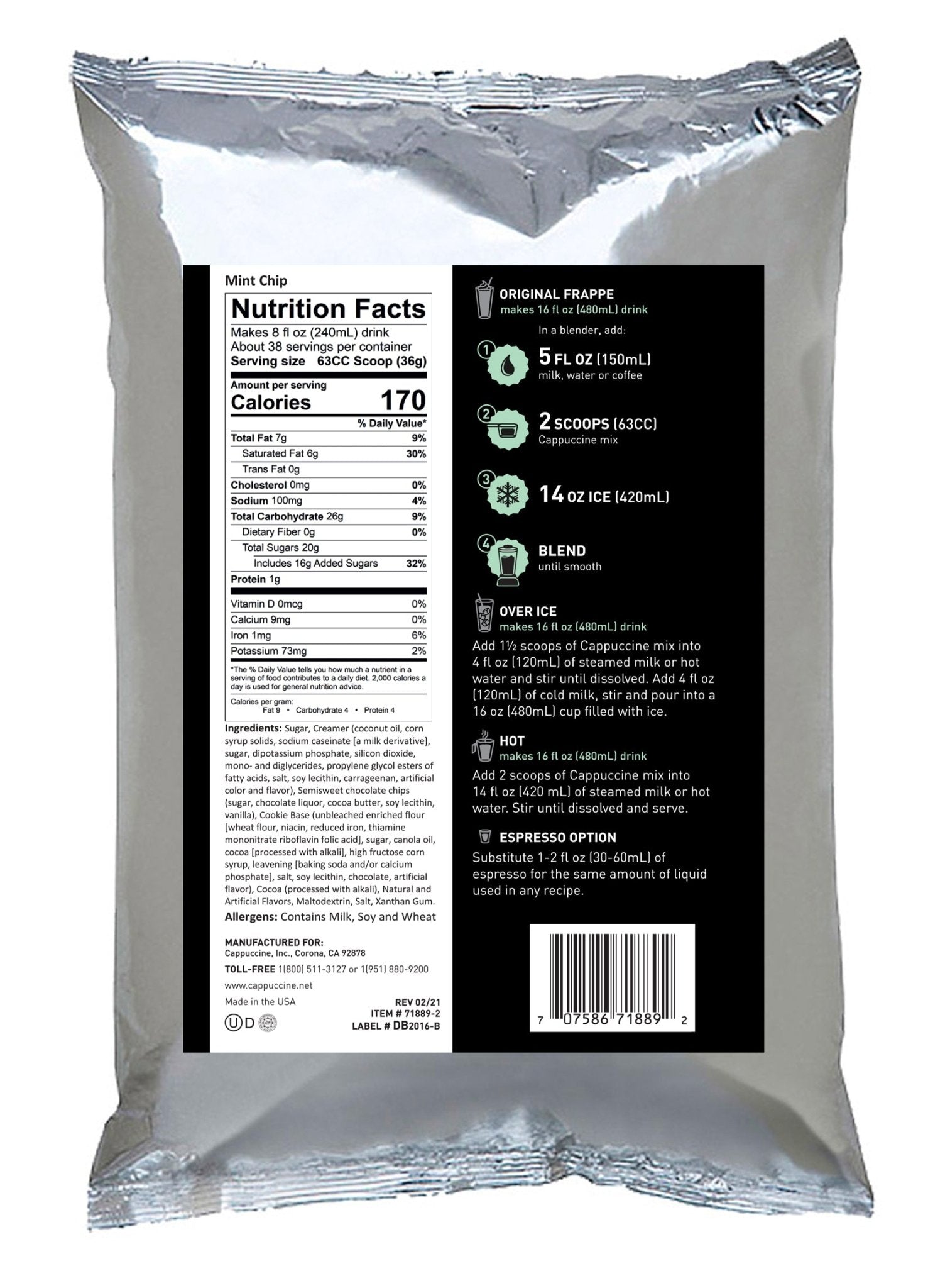 Cappuccine Mint Chip Frappe Powder Wholesale - 3 lb - Java Estate