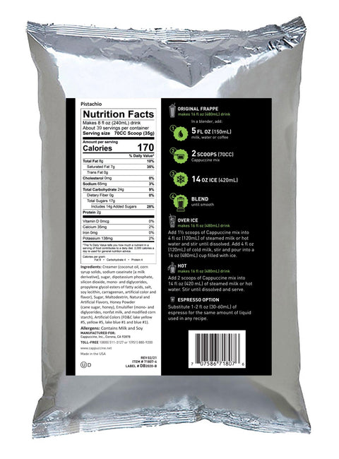 Cappuccine Pistachio Frappe Powder, 3 lb Bag - Java Estate Roastery