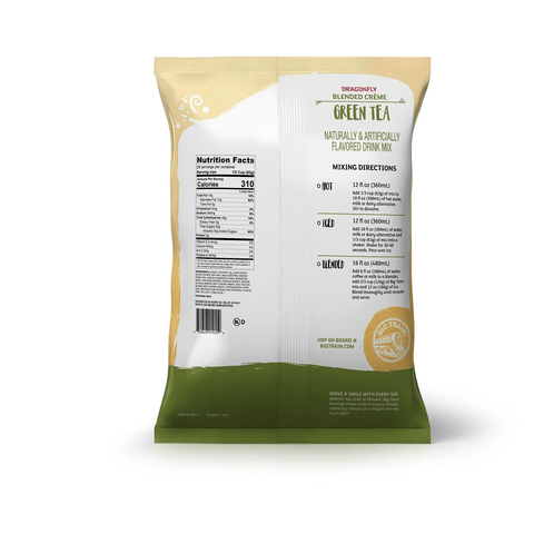 Big Train Dragonfly Green Tea Blended Ice Coffee Beverage Mix, 3.5 lb Bag - Java Estate Roastery